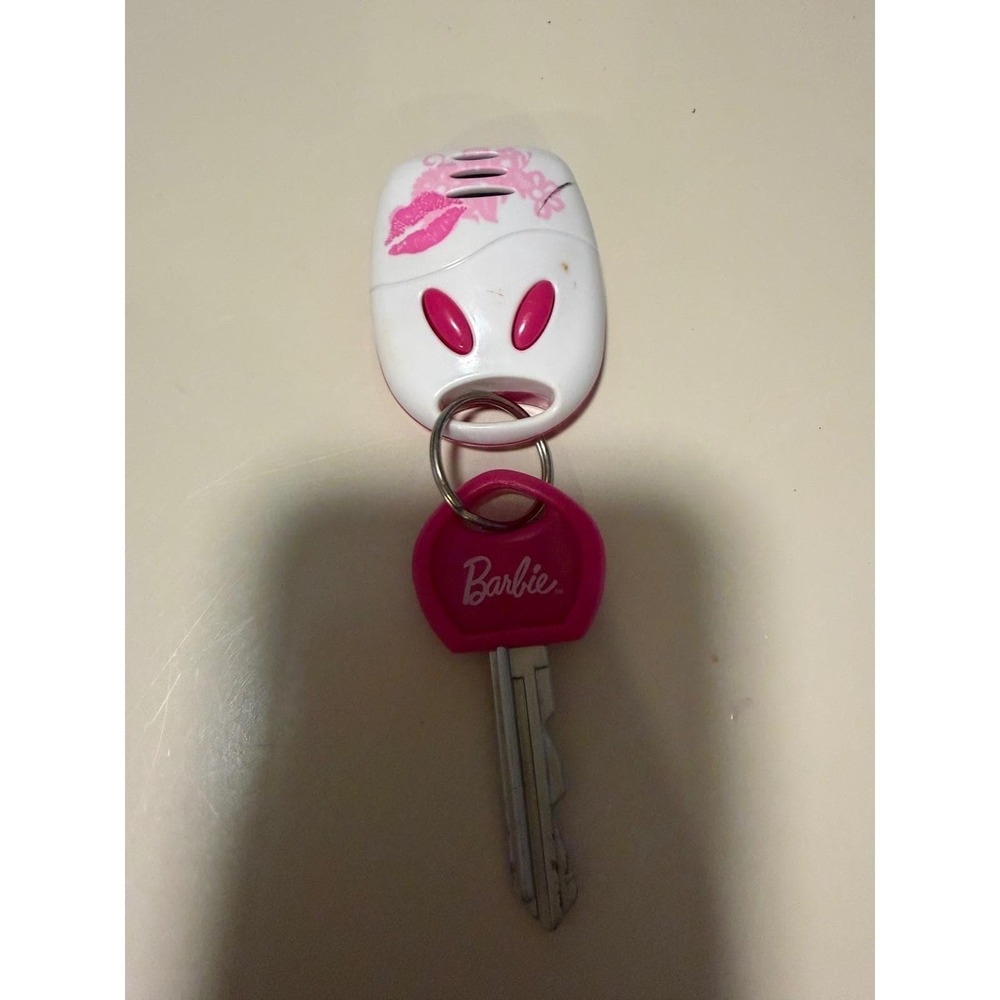 Vintage 2004 Barbie Toy Car Key and Fob Mattel KIDdesigns Pink White no sound